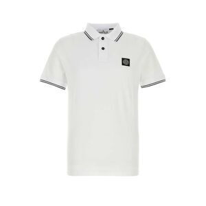 Stone Island Men White Stretch Piquet Polo Shirt